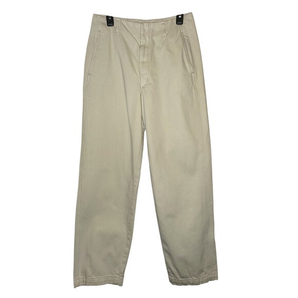 UNIQLO Wide Fit Curved Pants Womens 29 Cream High Rise Cotton Barrel Balloon - Picture 1 of 4